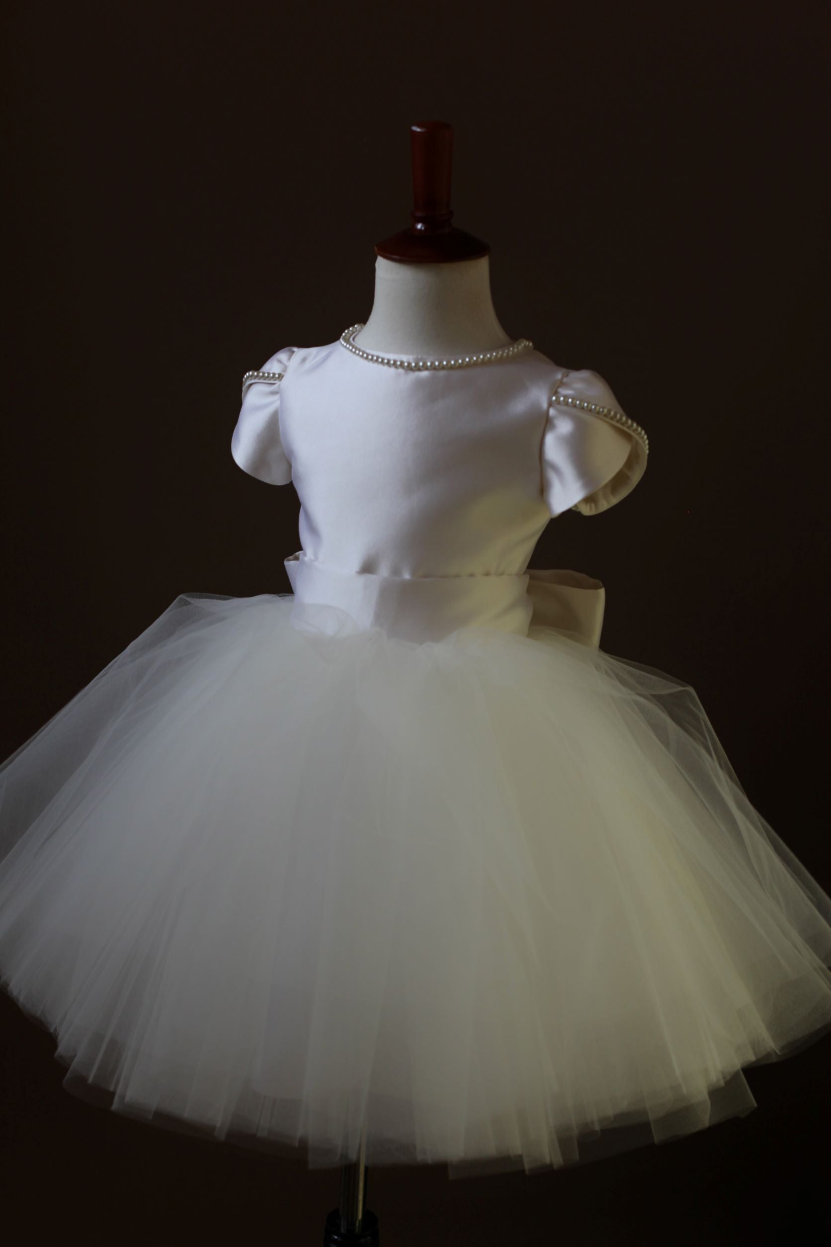 silk pearls flower girl dress