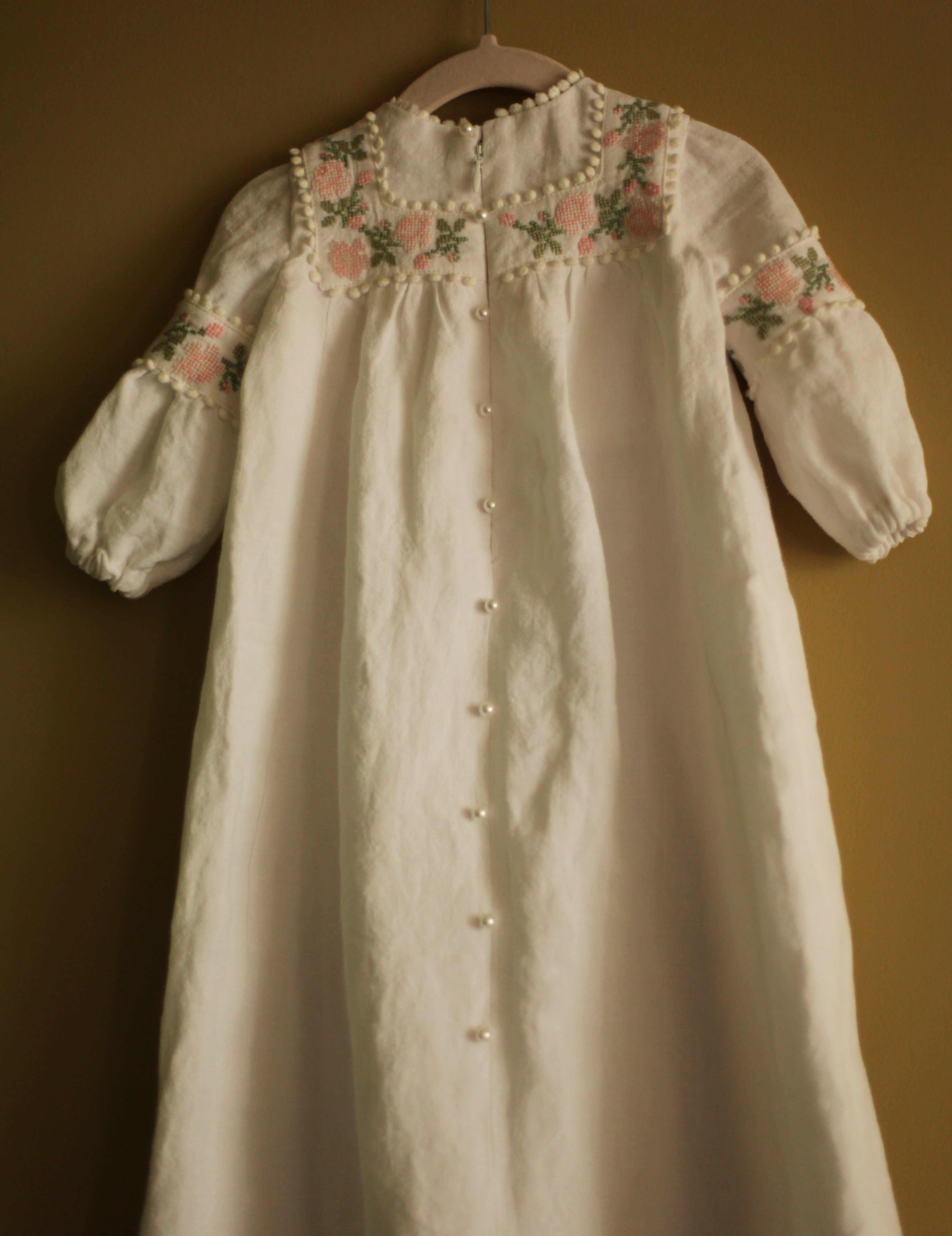 girls embroidered baptismal gown