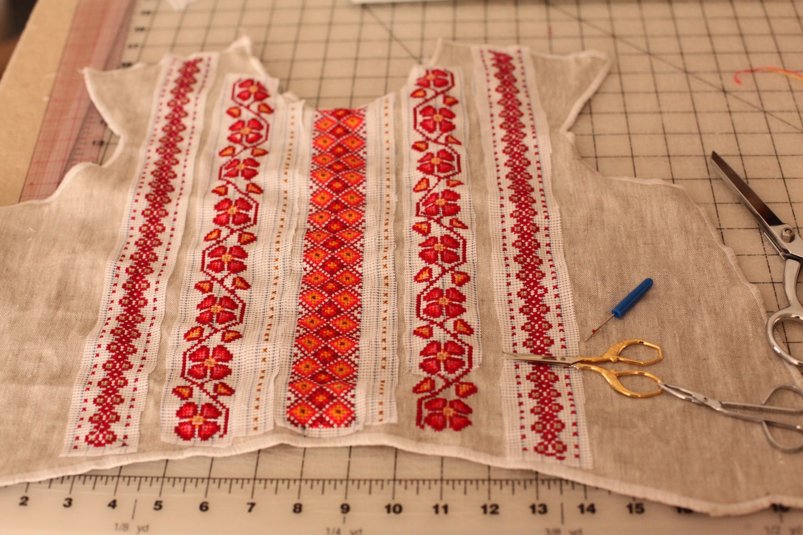 orange Ukrainian hand embroidery