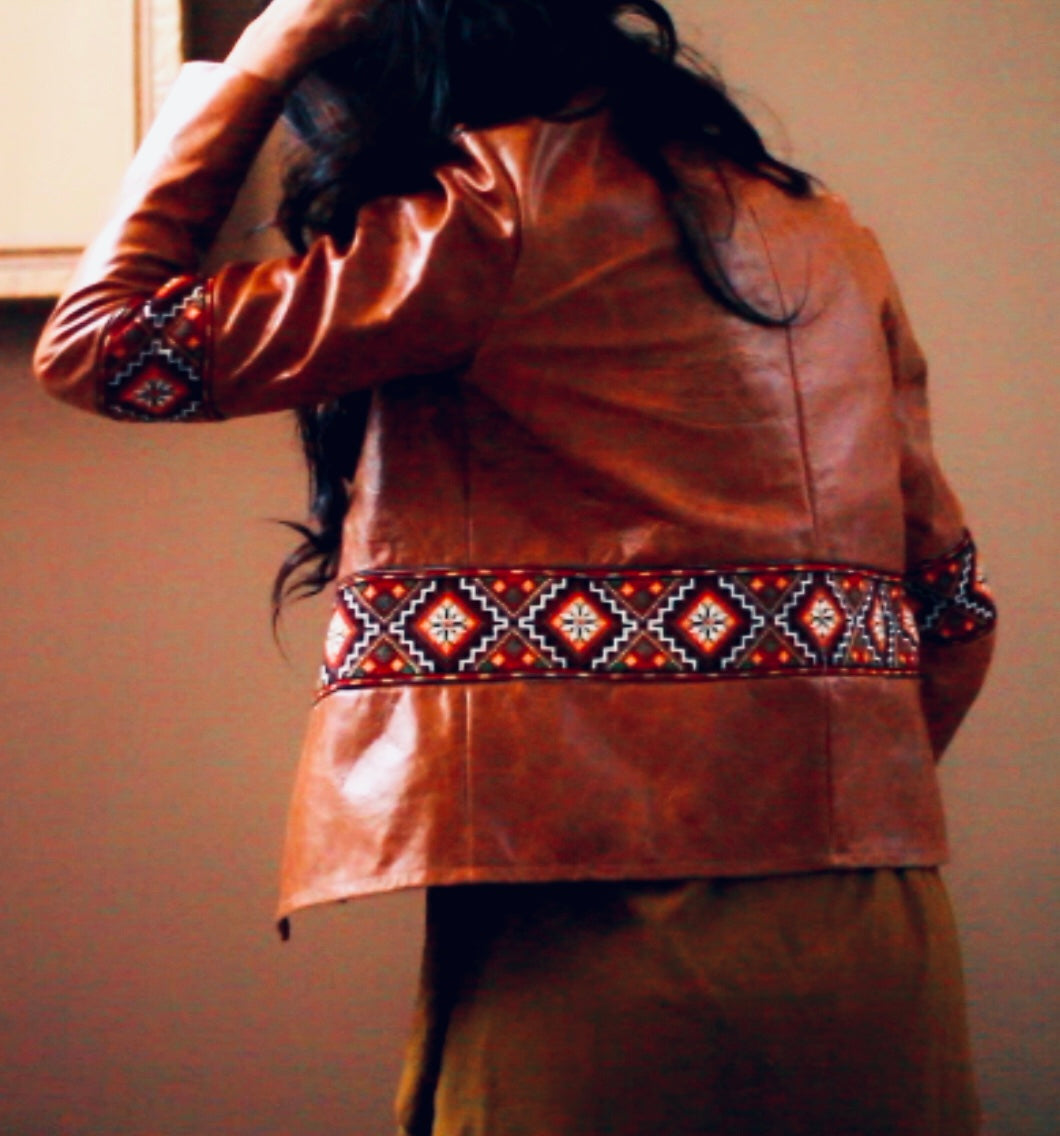 hand embroidered leather jacket