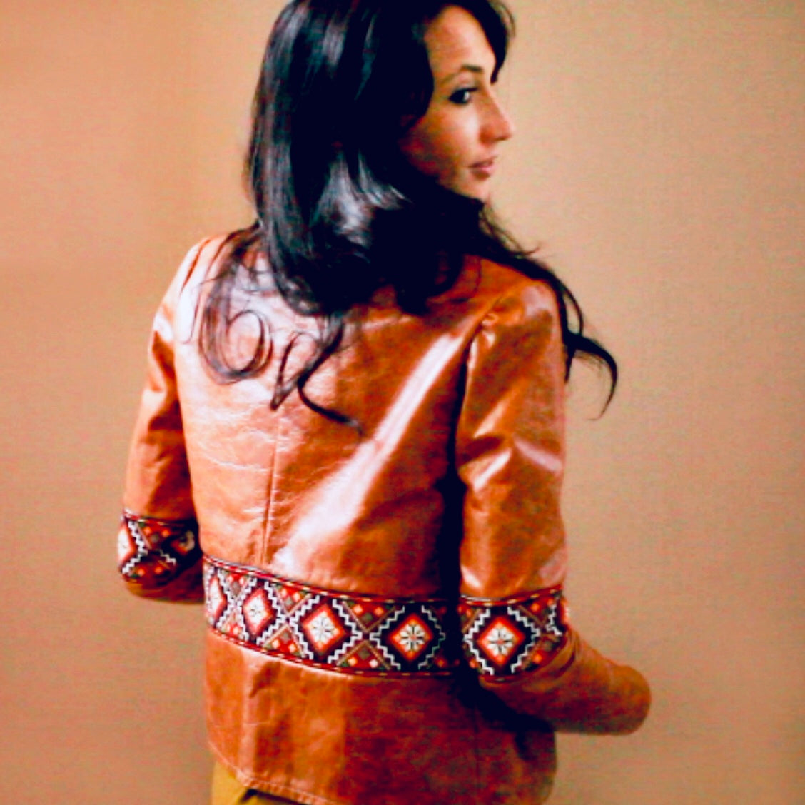 hand embroidered leather jacket