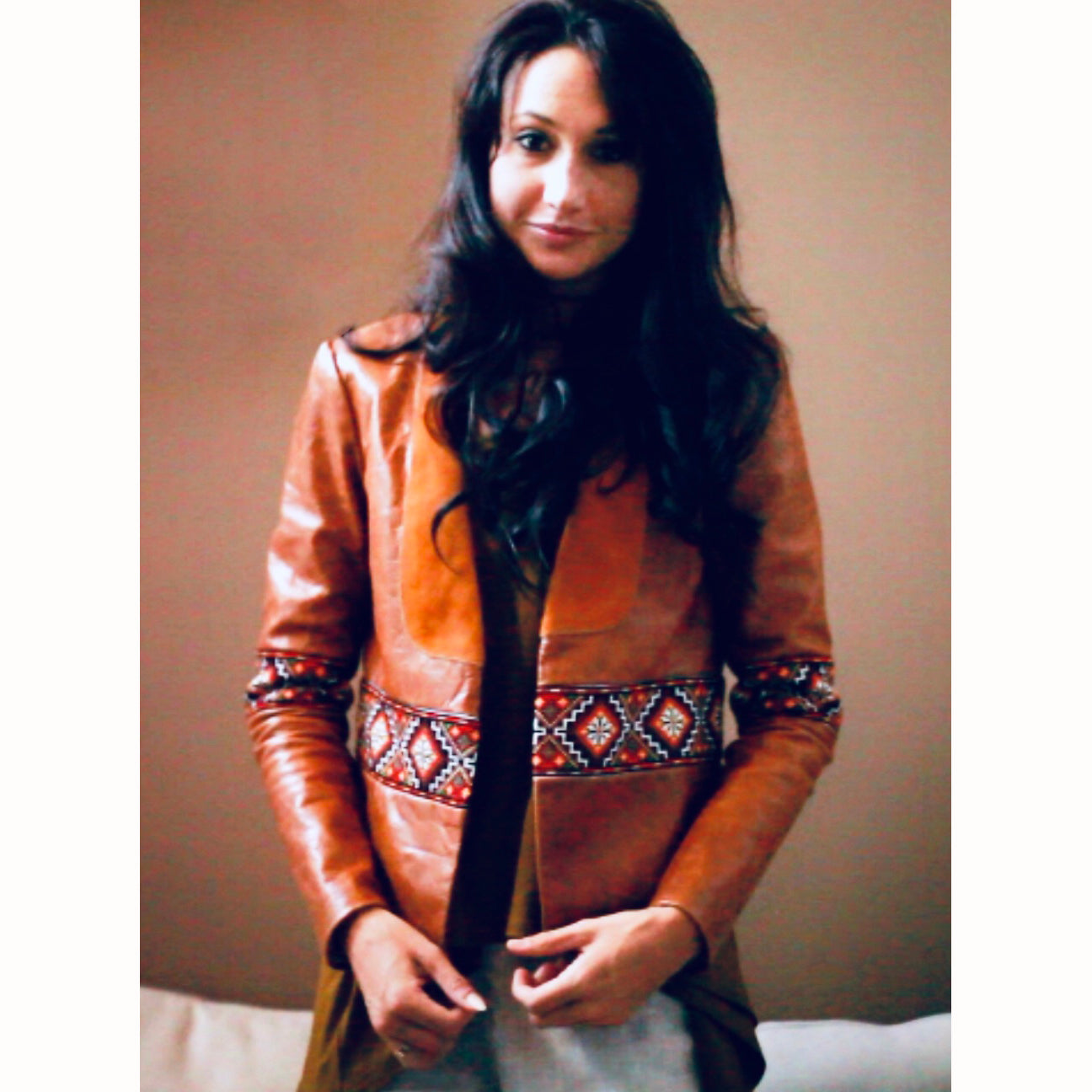 hand embroidered leather jacket