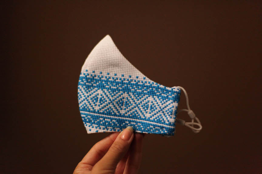 Greek embroidered face mask