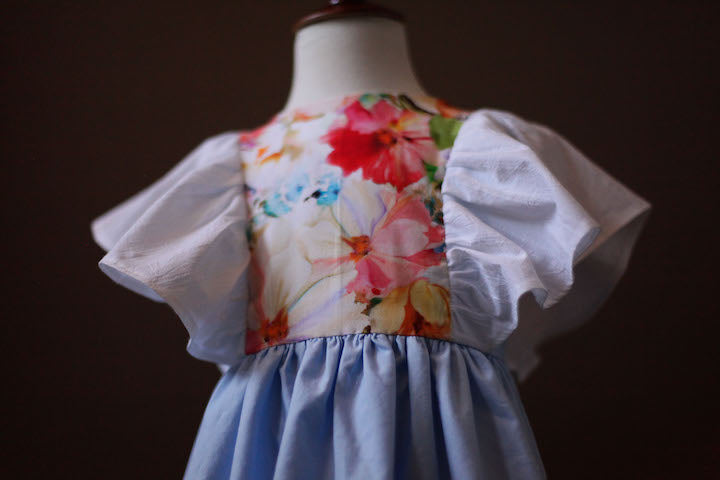 blue cotton pinafore dress