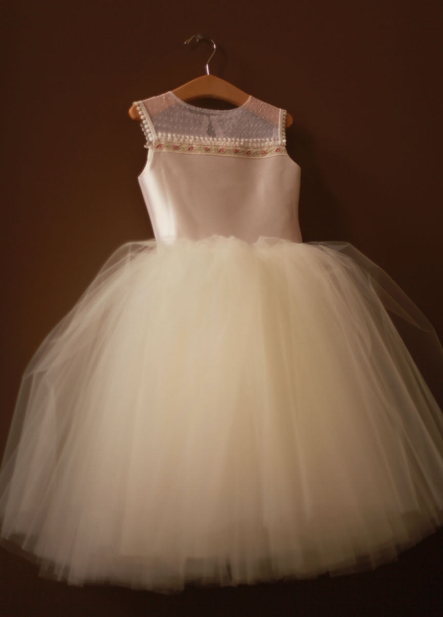 white embroidered flower girl dress
