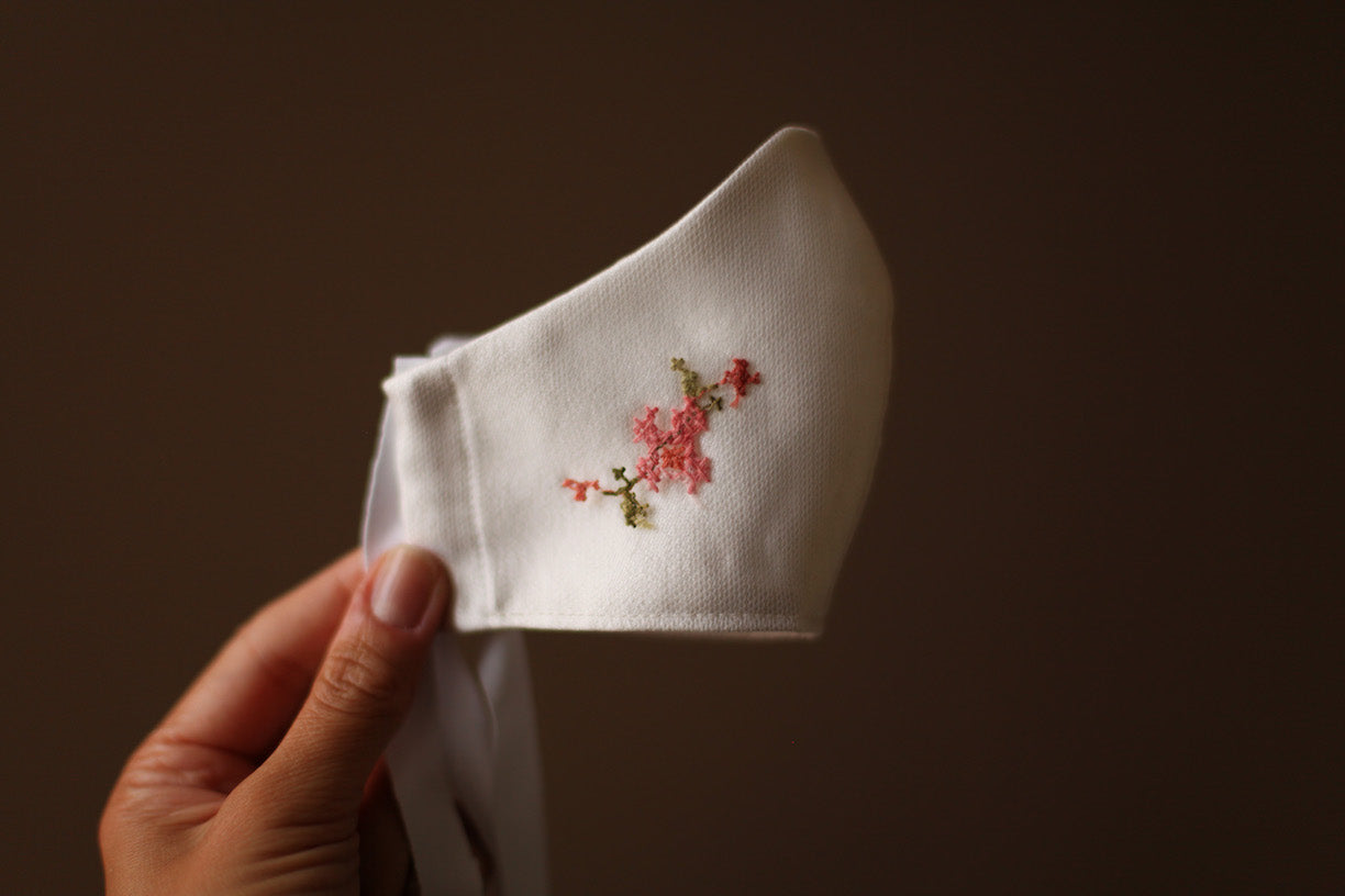floral embroidered face mask