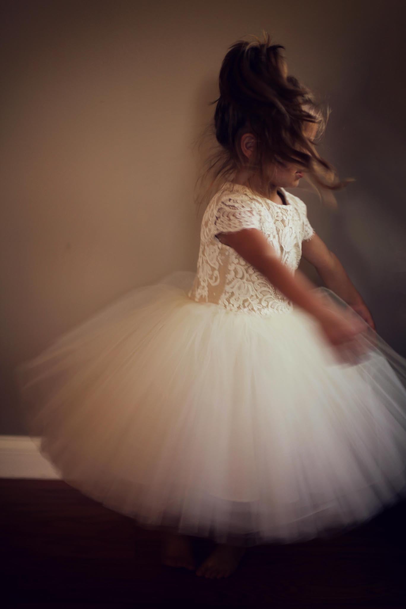 flower girl dress lace tulle gold ivory