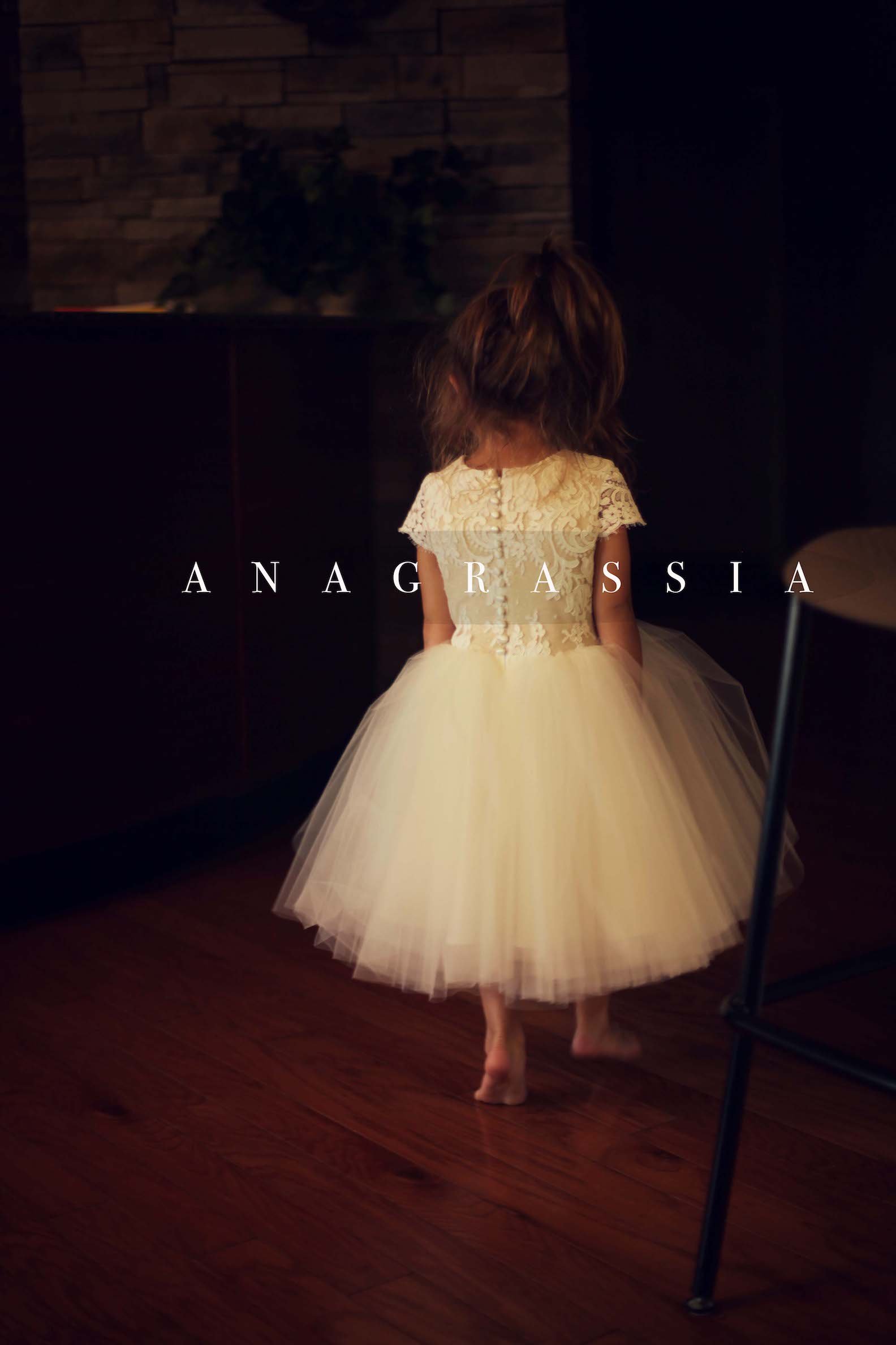 flower girl dress lace tulle gold ivory