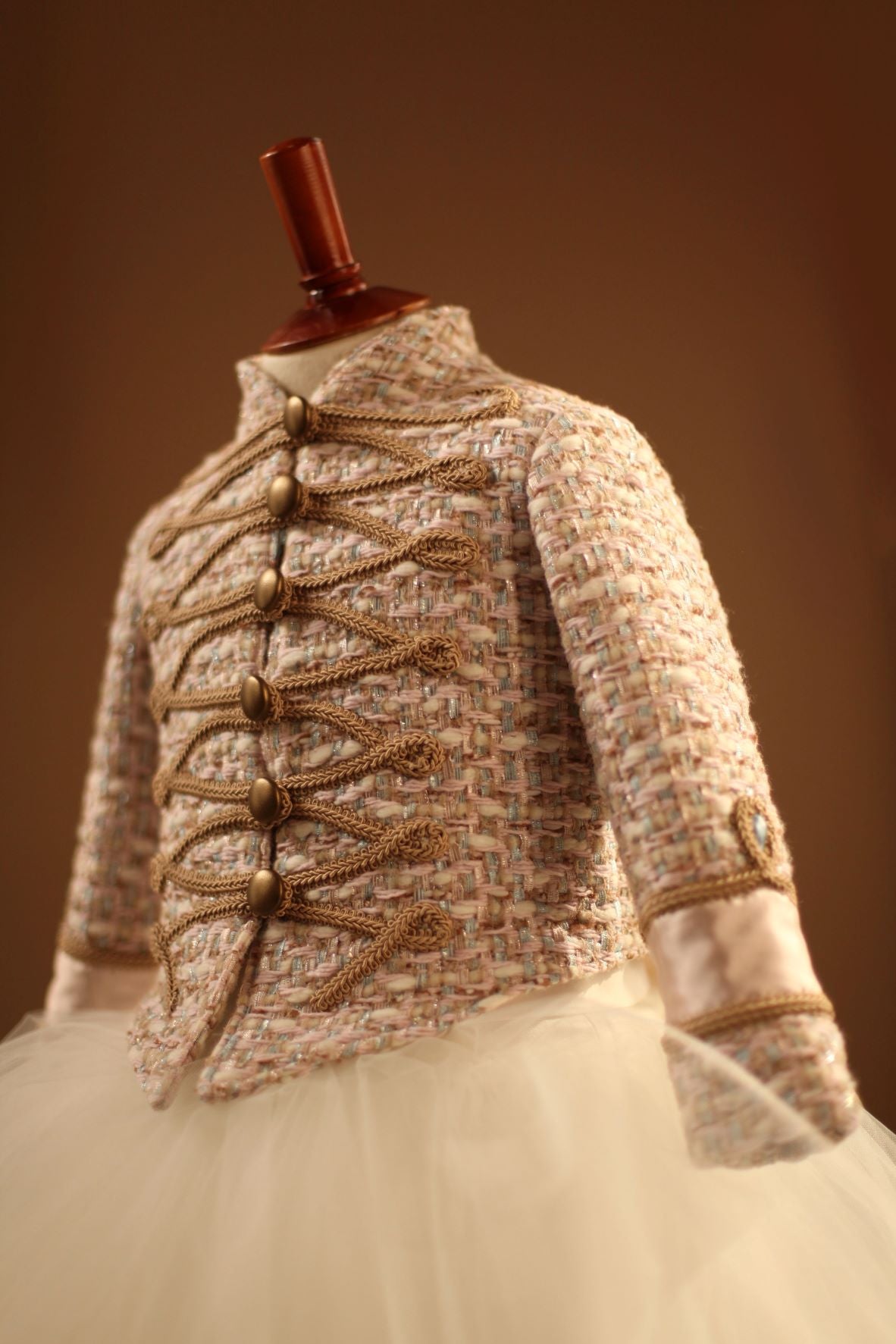 pink tweed military jacket
