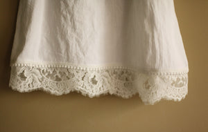linen and  lace baptismal gown