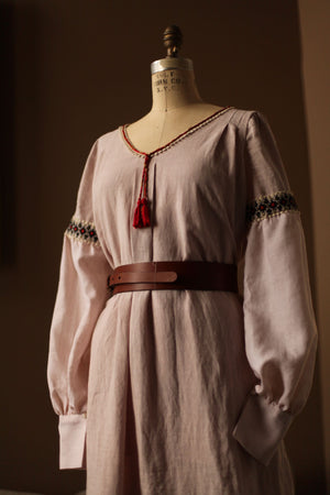 linen embroidered womens dress
