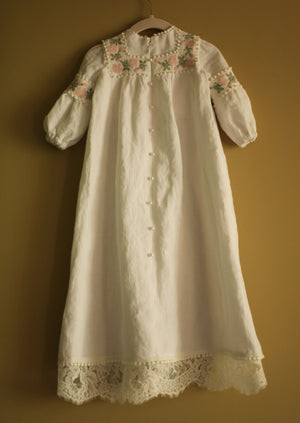embroidered linen baptismal gown
