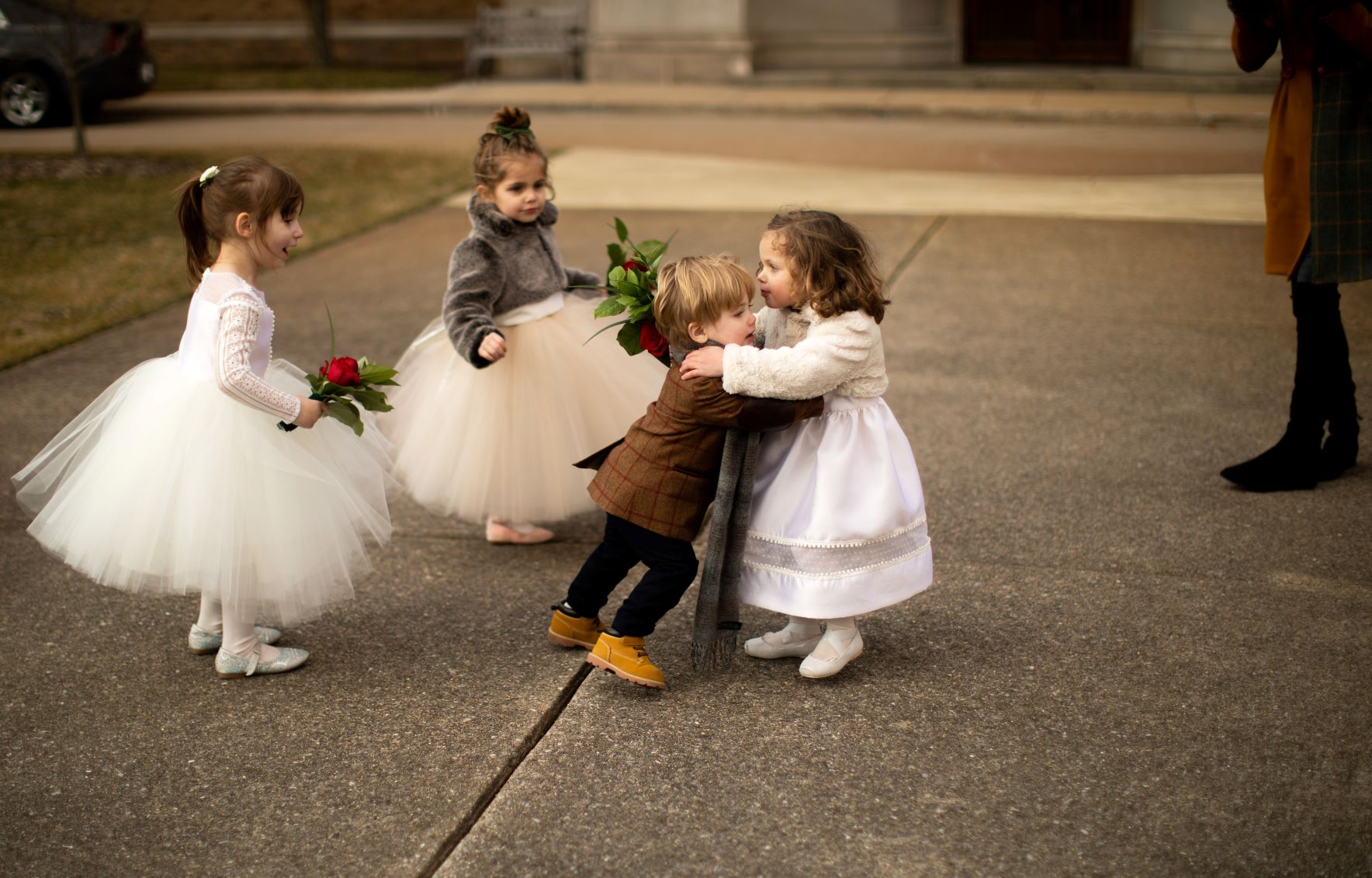 fur flower girls and tulle skirts