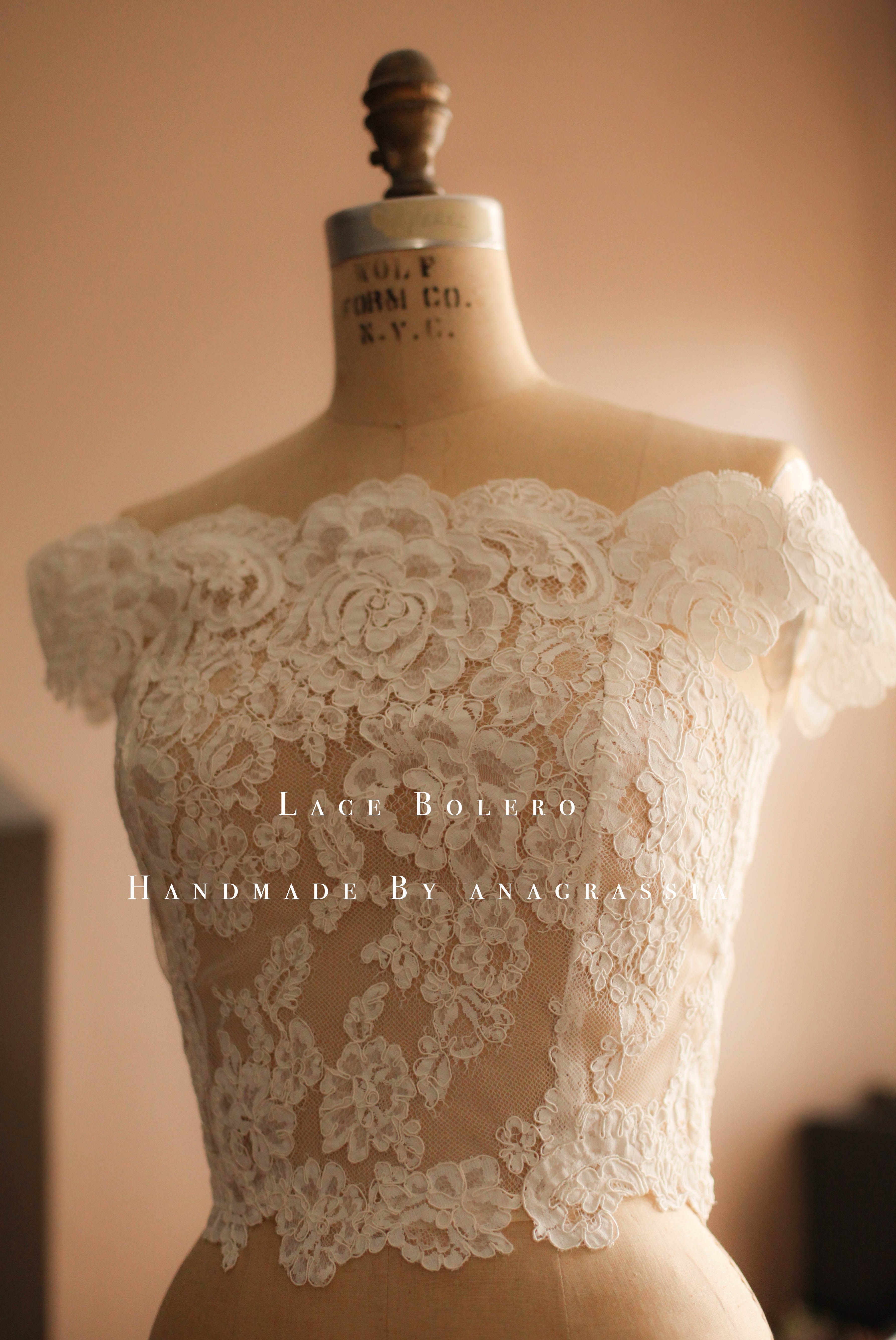 lace bolero for wedding dress Polina Ivanova Atelier | Off-shoulder Bolero