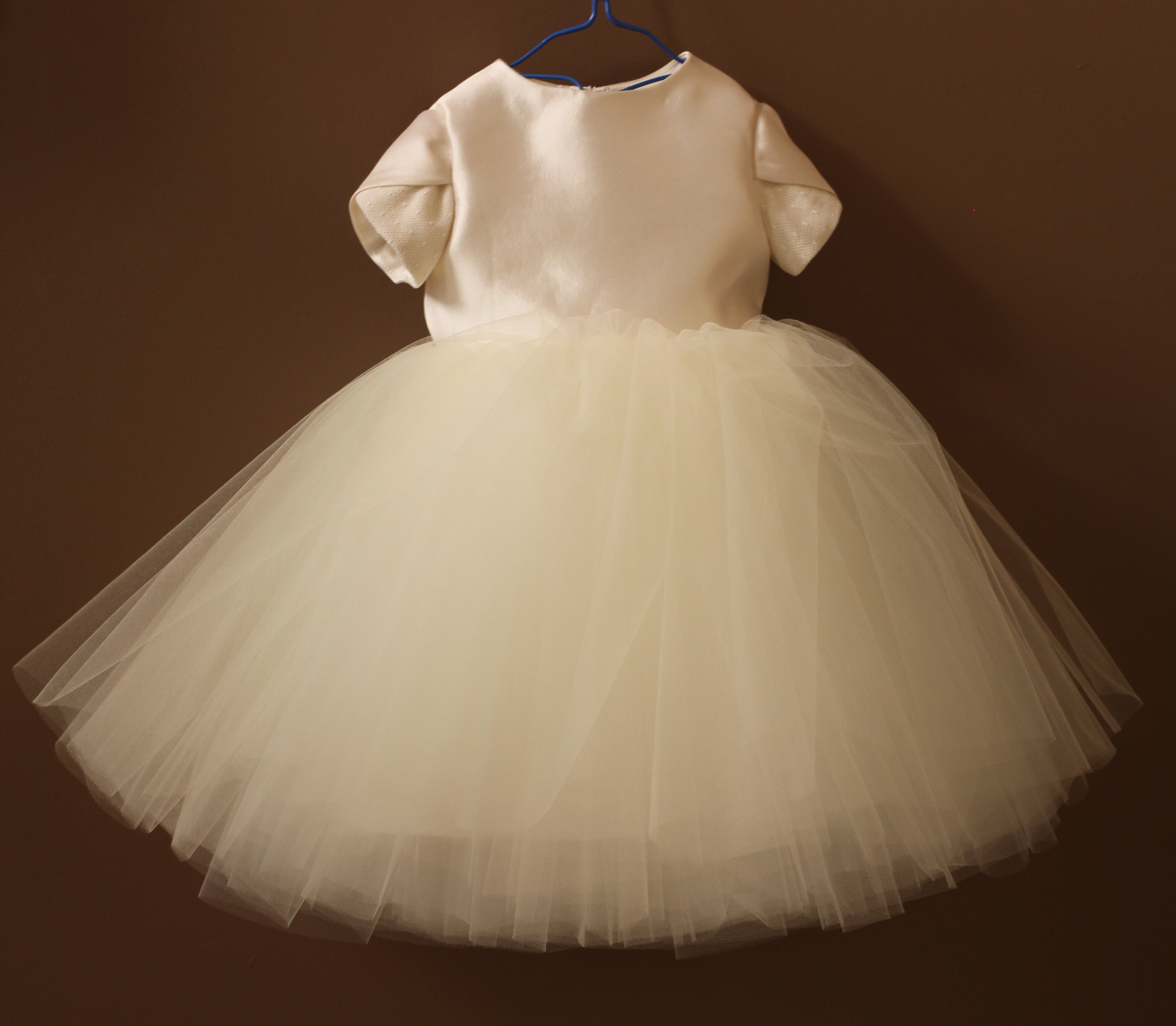 silk wool tulle flower girl dress