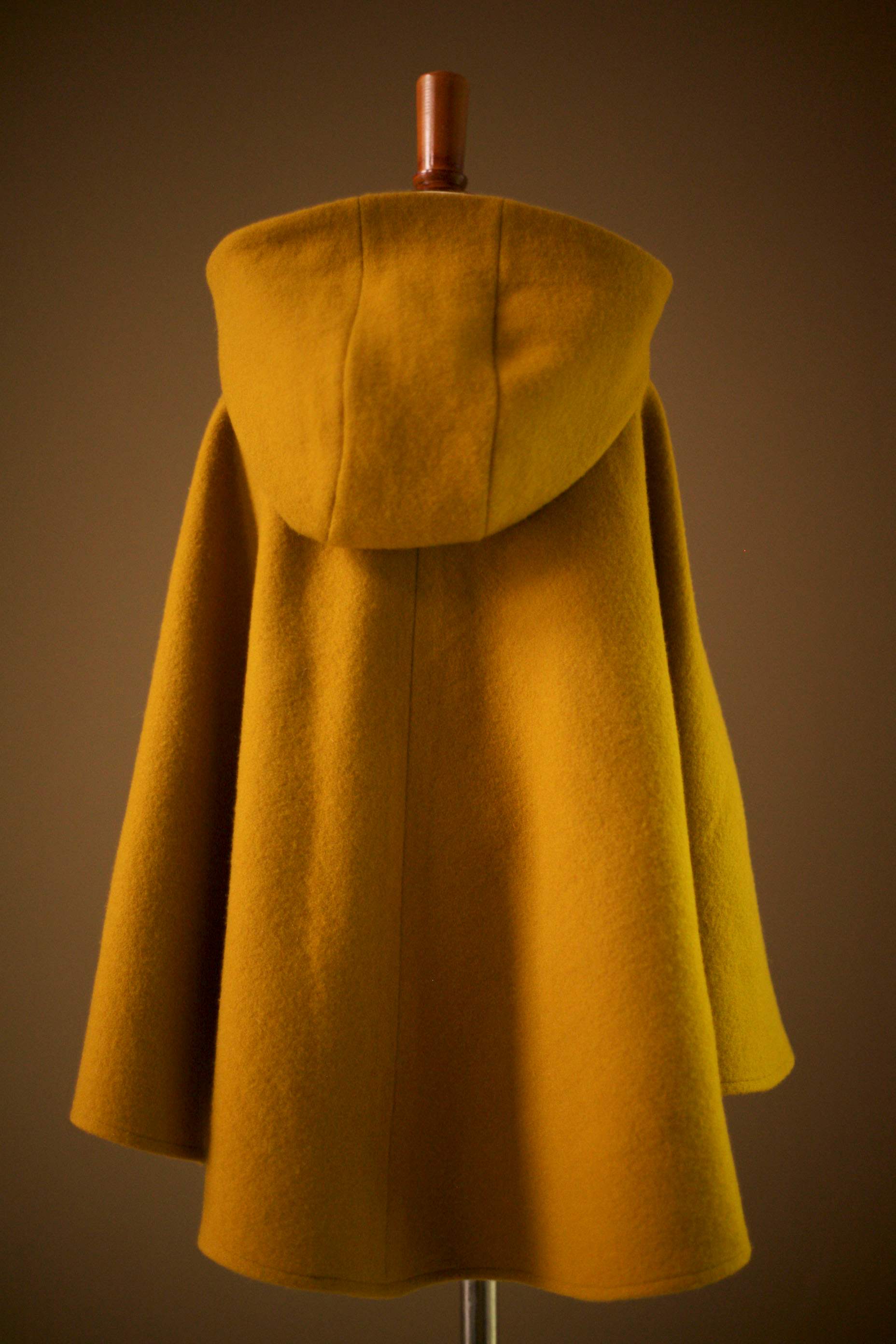gold wool cape with hood