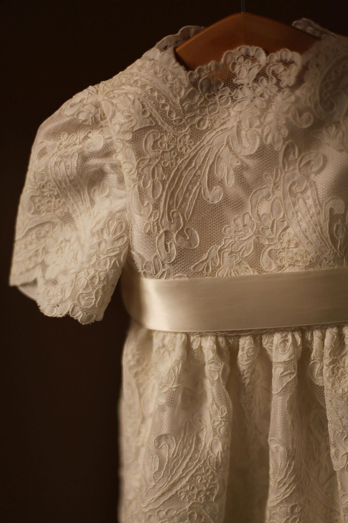 lace silk christening gown