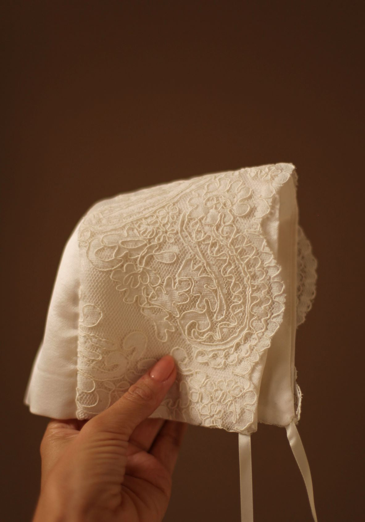lace christening bonnet