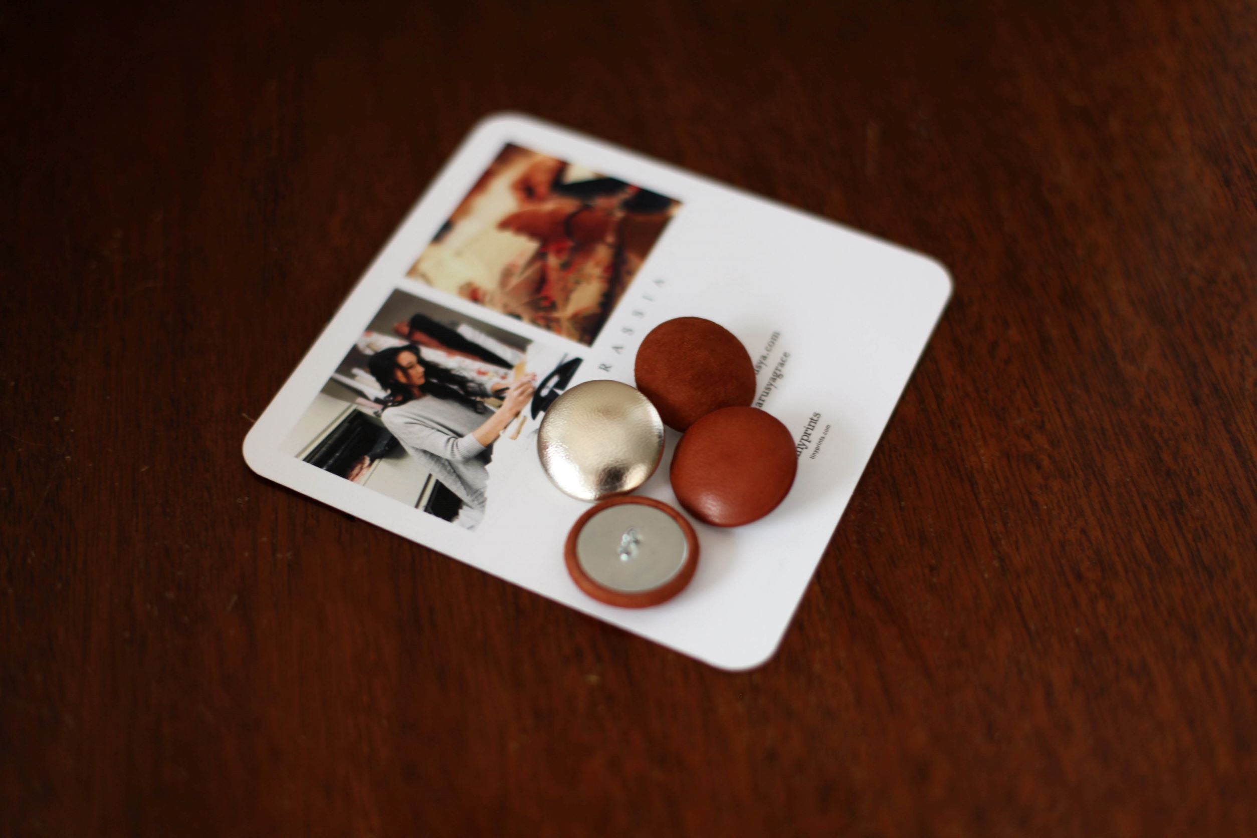 gold leather buttons