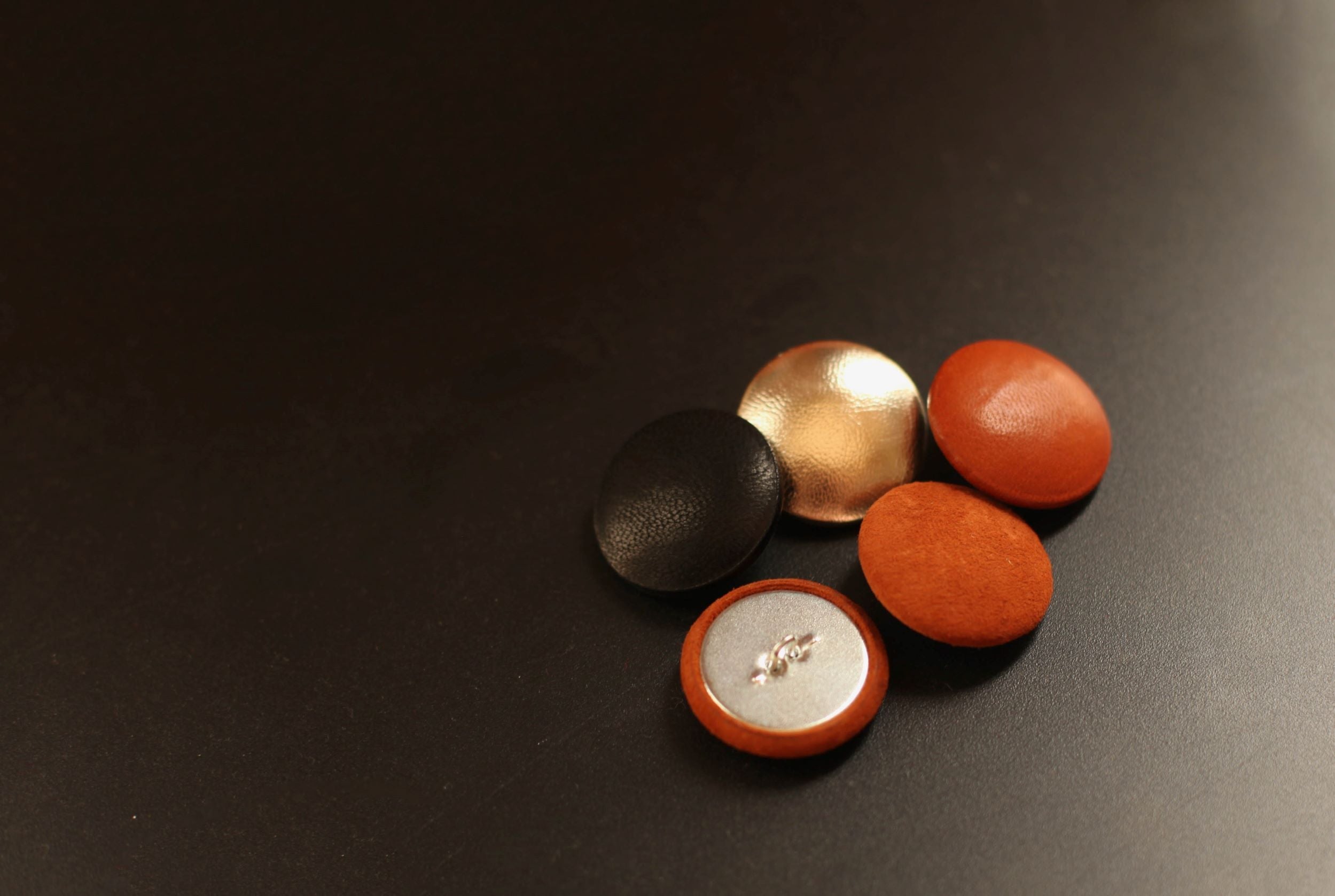 cognac suede leather buttons