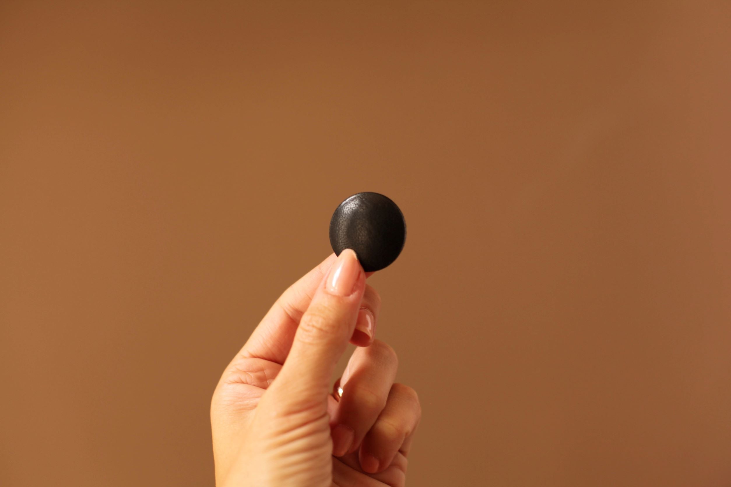black real leather buttons