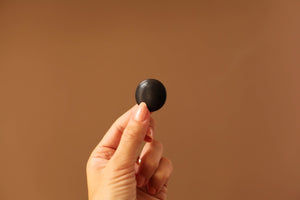 black real leather covered buttons