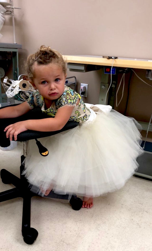 blue lace flower girl dress