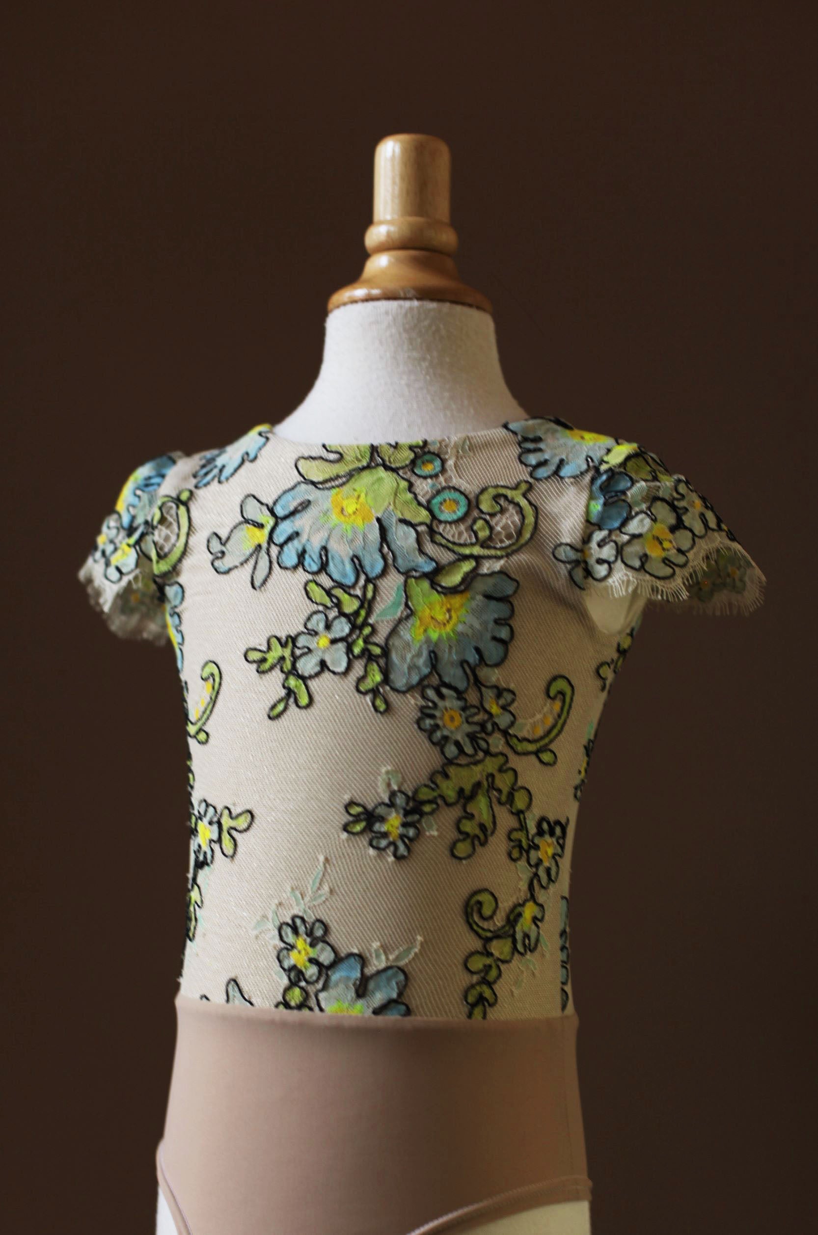 blue flower girl leotard