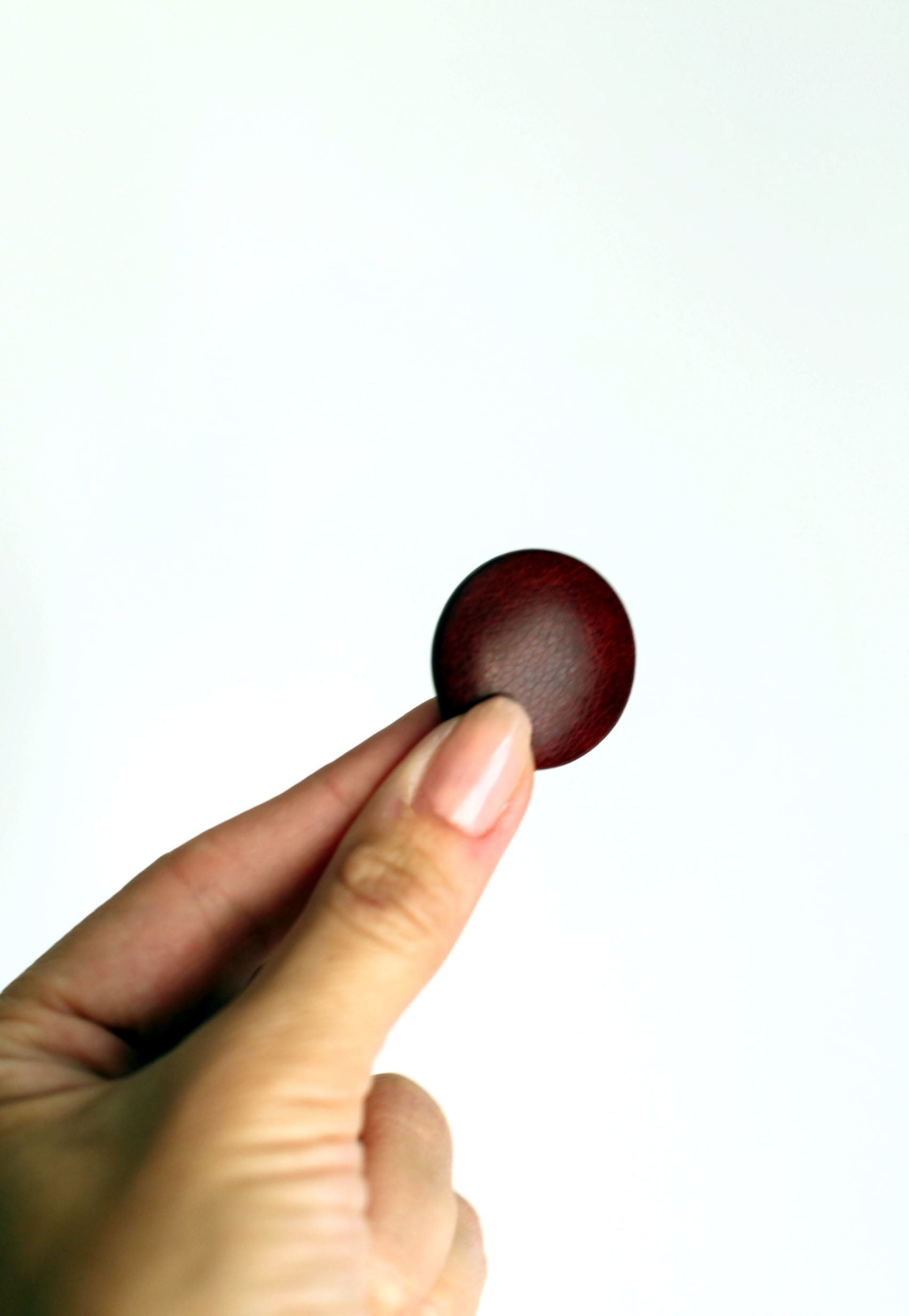 leather button mahogany brown