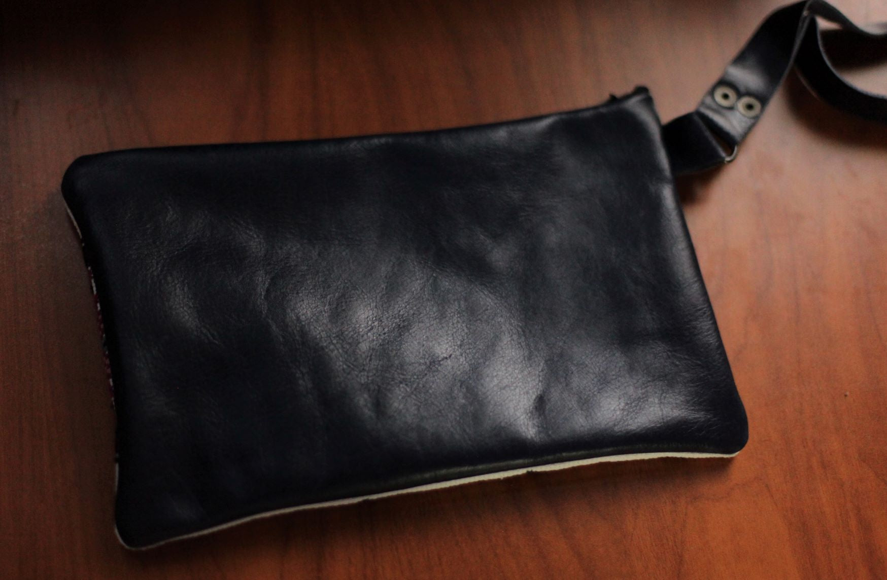 navy leather handbag