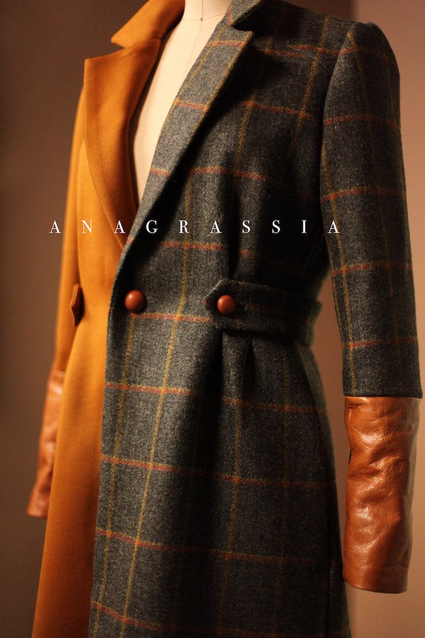 Women Autumn Winter Plaid Buttons Long Sleeve Lapel Jacket Korean Overcoat  Double-breasted All-match Long Blazer Woolen Coat - Wool & Blends -  AliExpress