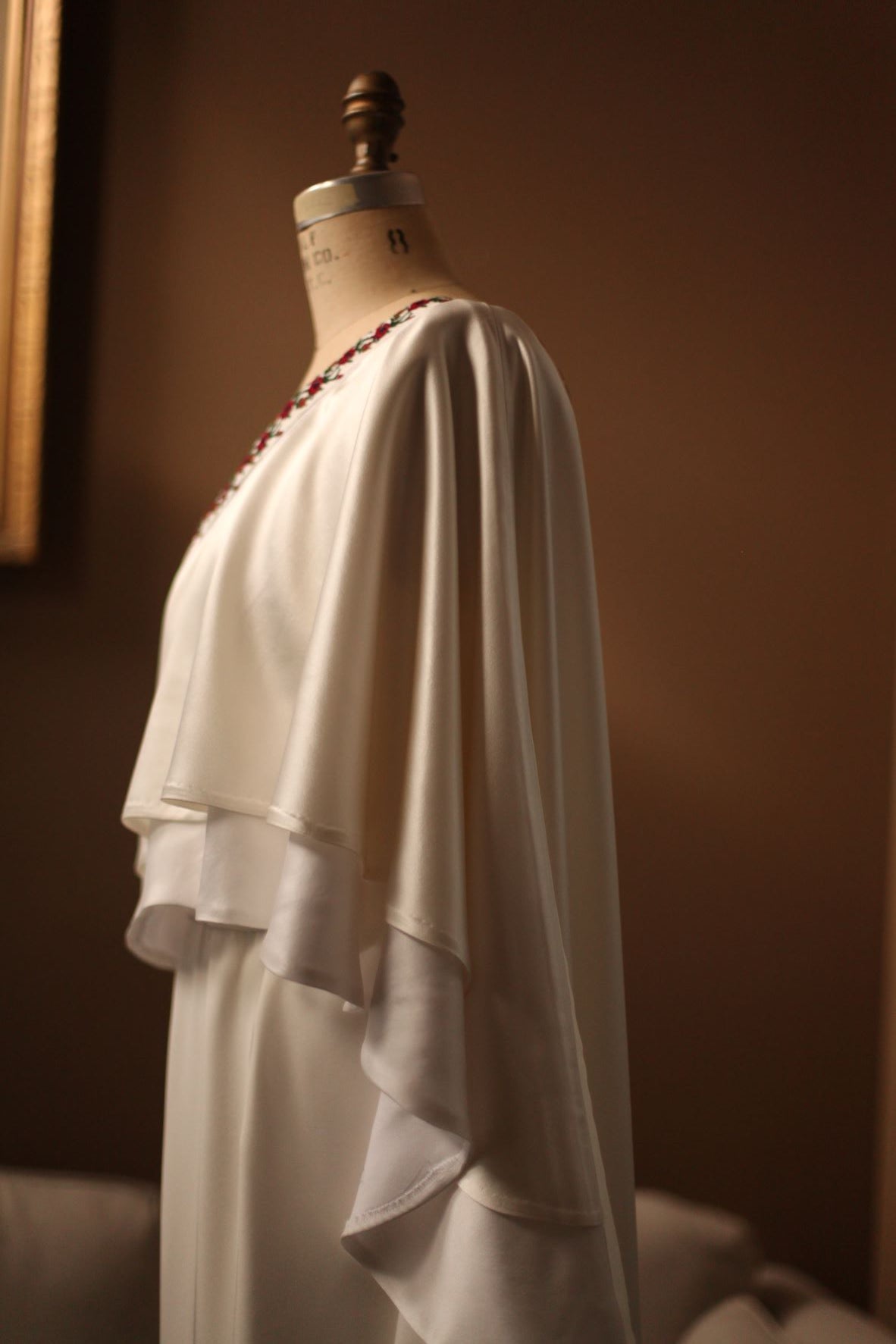 one shoulder embroidered gown