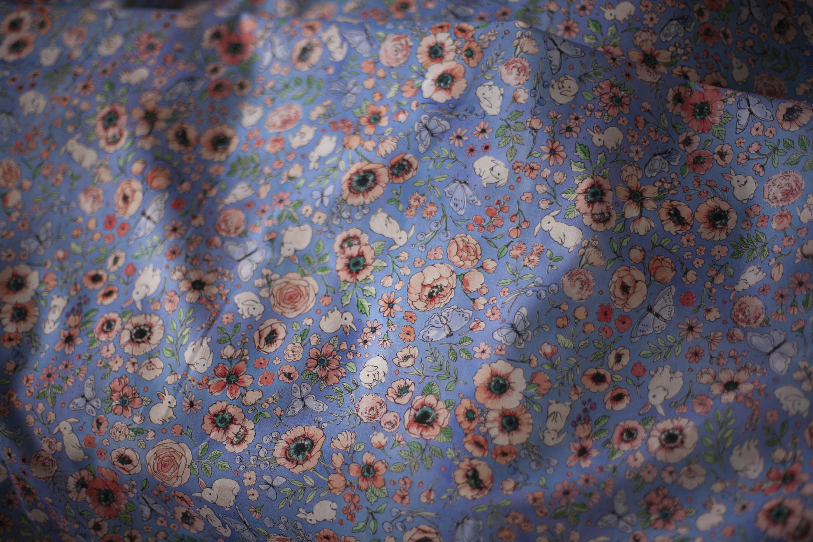 Periwinkle blue bunny fabric