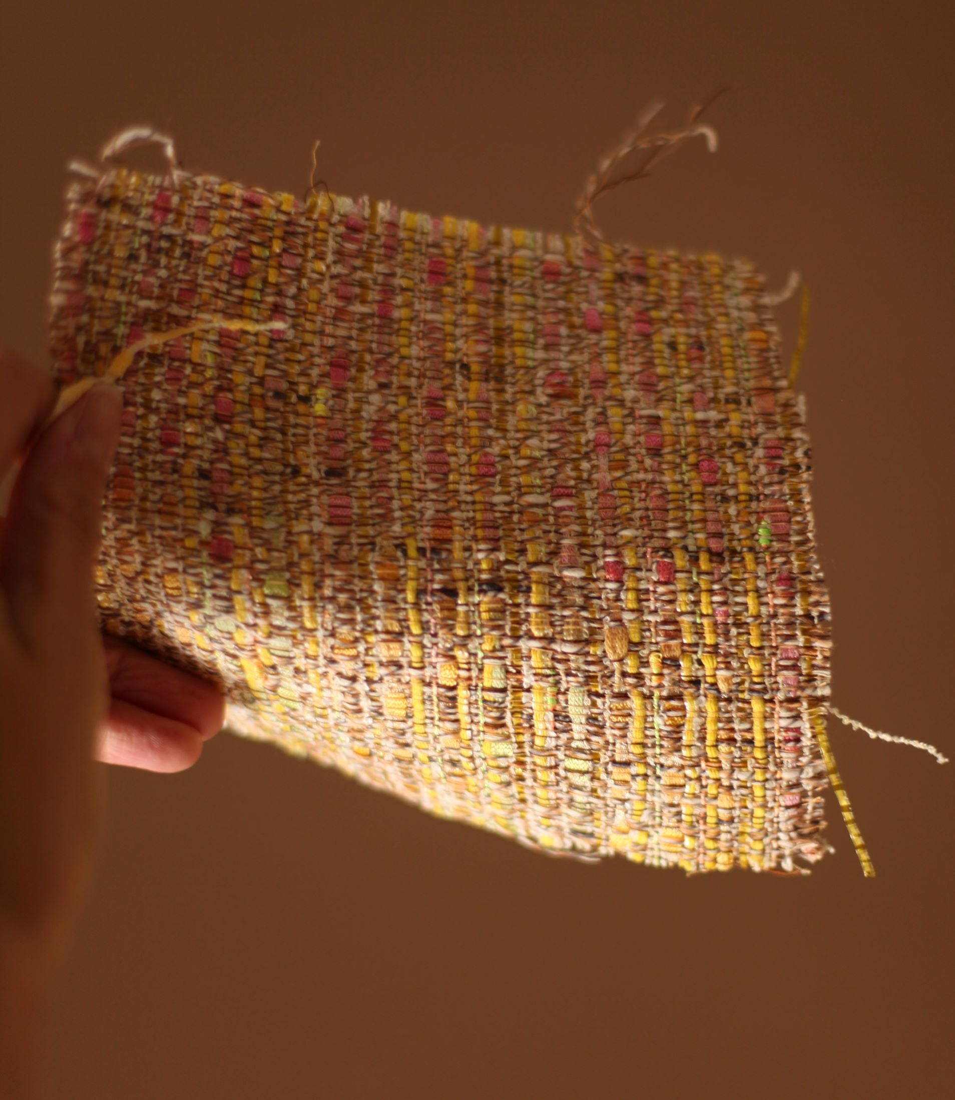 pink yellow wool tweed