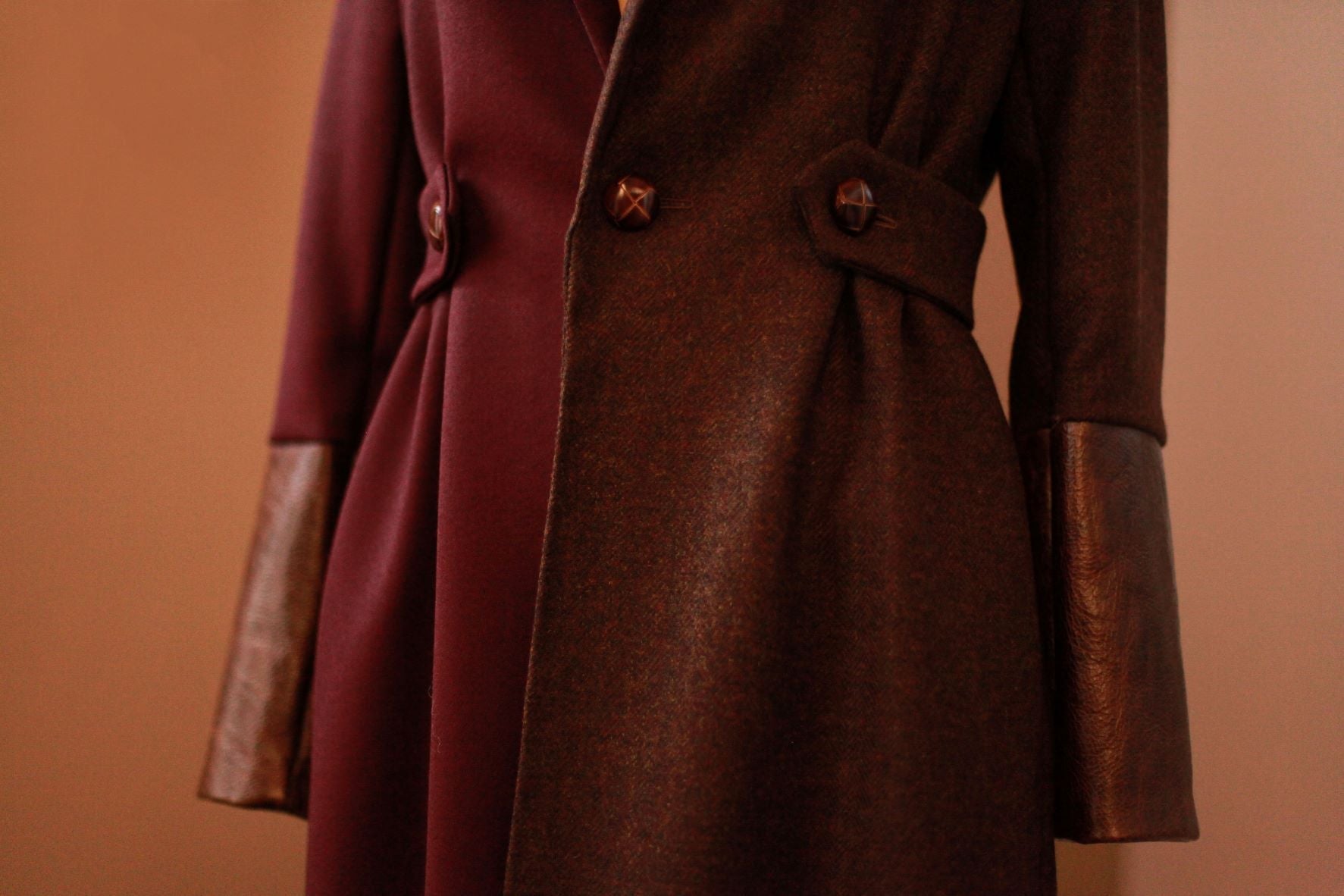 womens wool burberry coat with leather
