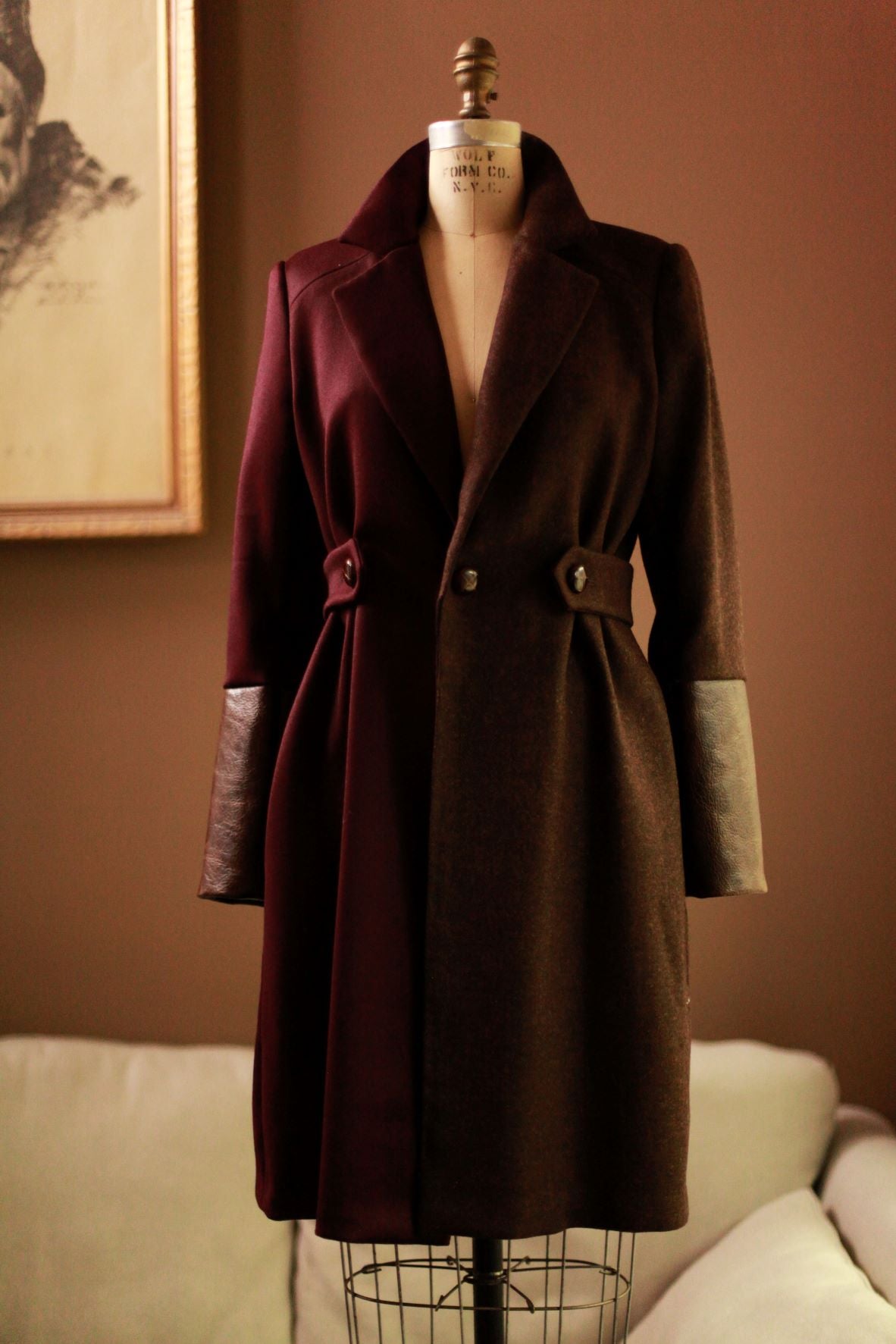 purple wool coat womens