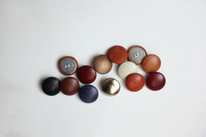Suede Cognac Leather Buttons (Quantity 3)