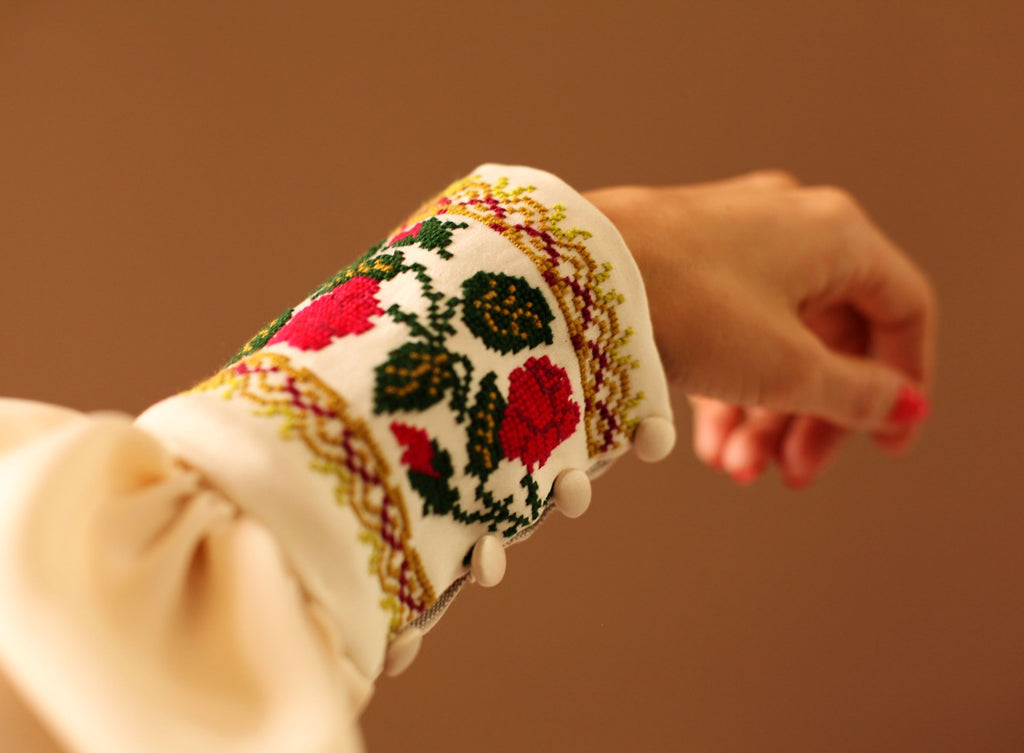 Ukrainian embroidered silk blouse