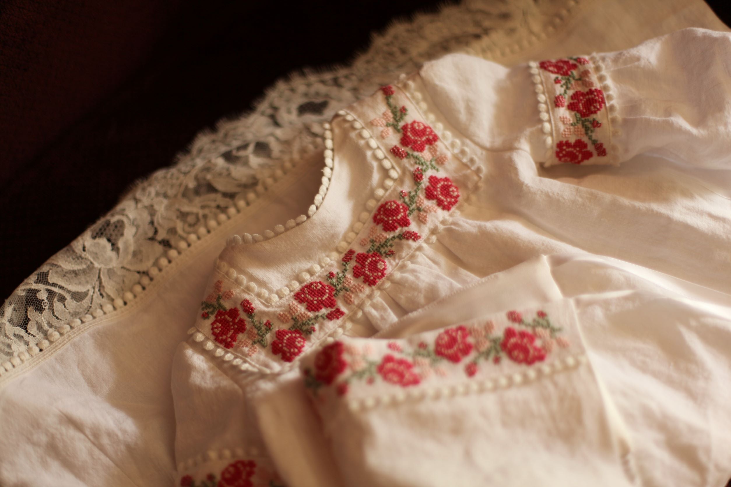 girls embroidered christening dress