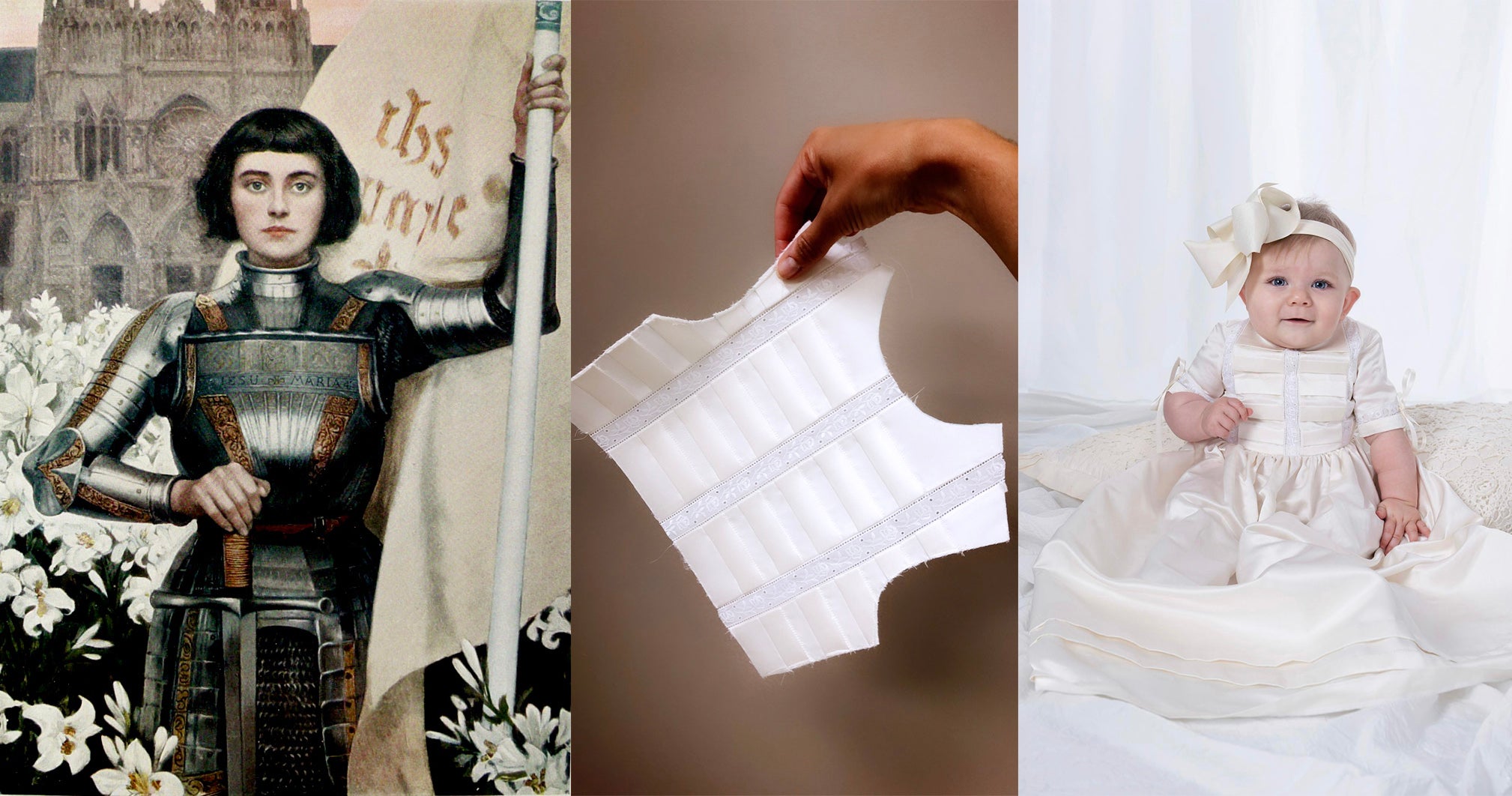 pleated silk baptismal gown