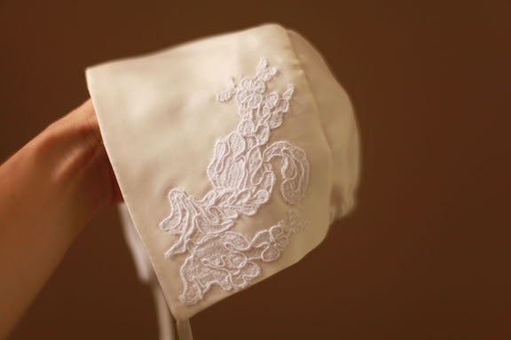 silk lace baptism bonnet