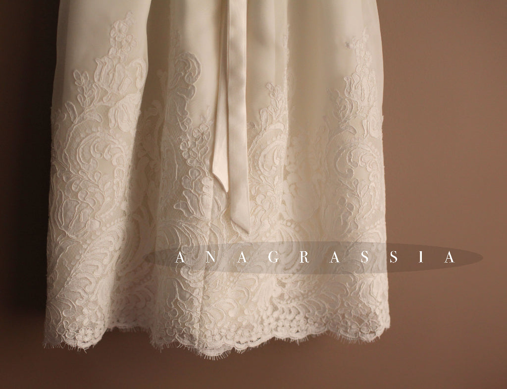 lace silk christening gown
