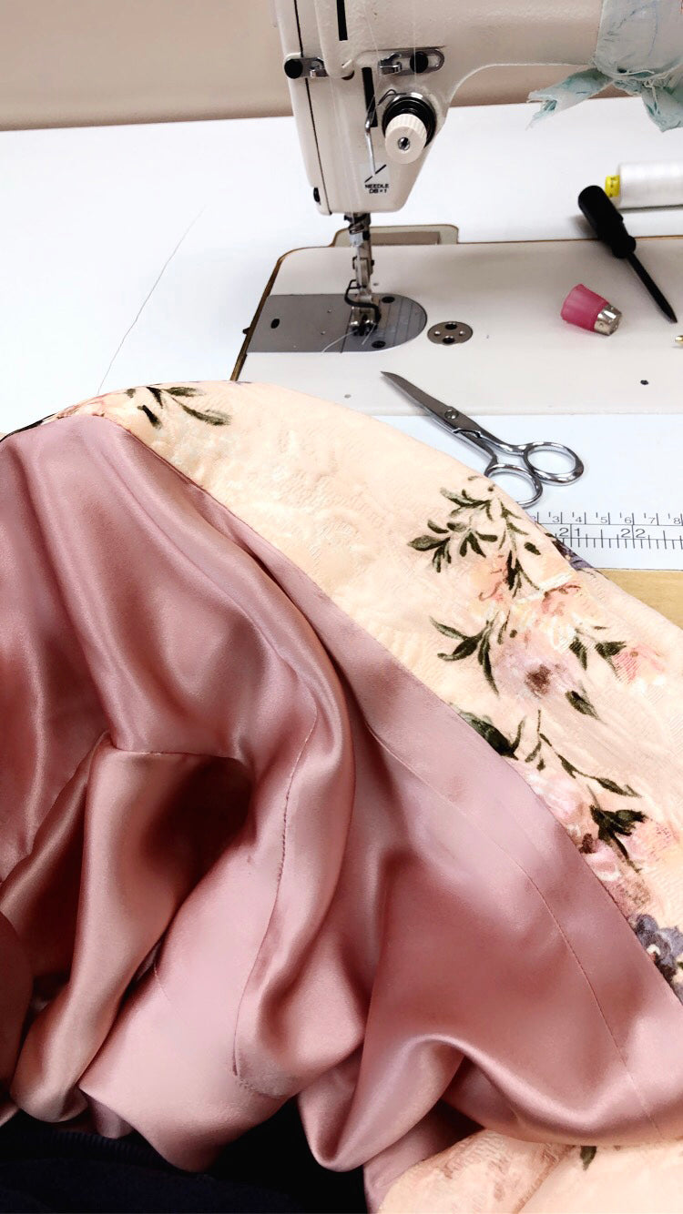 pink floral silk jacket