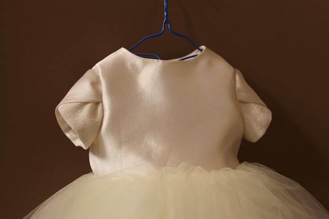 silk wool tulle flower girl dress