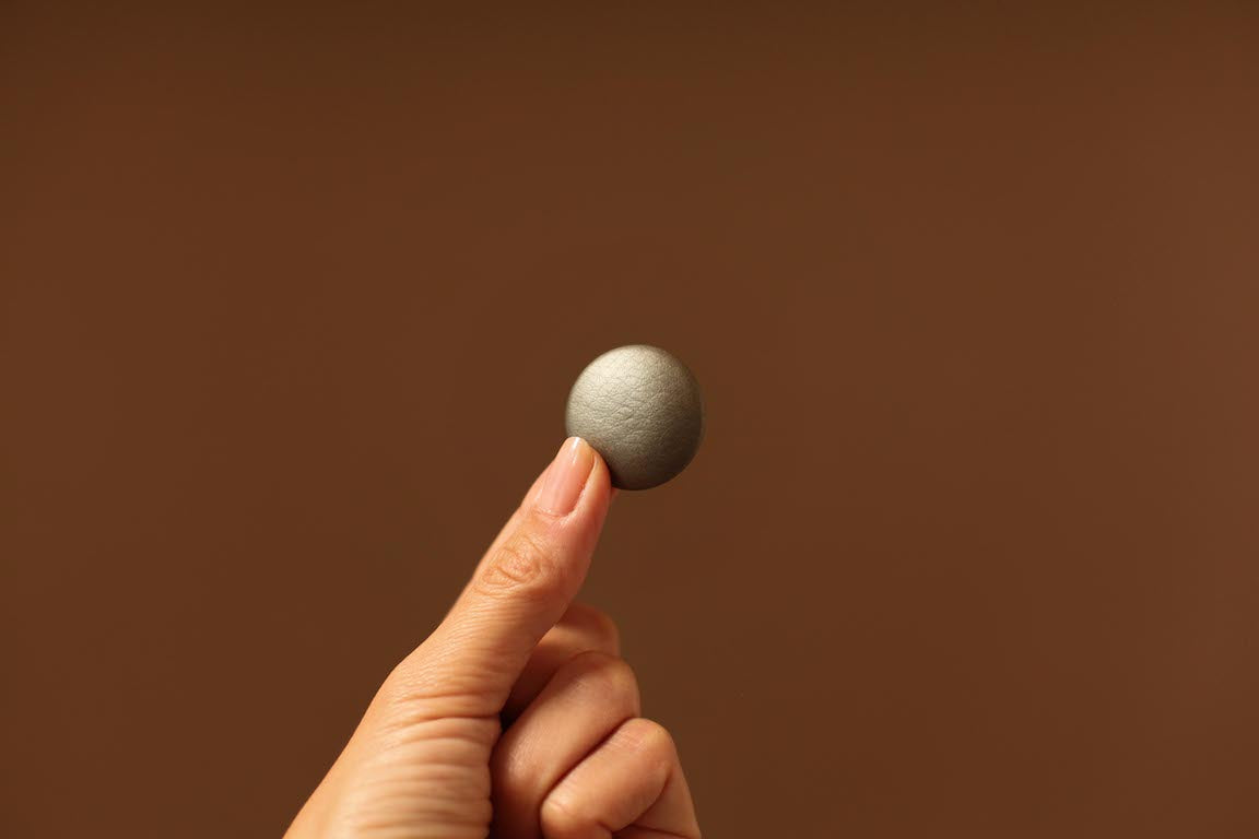 dark silver leather buttons