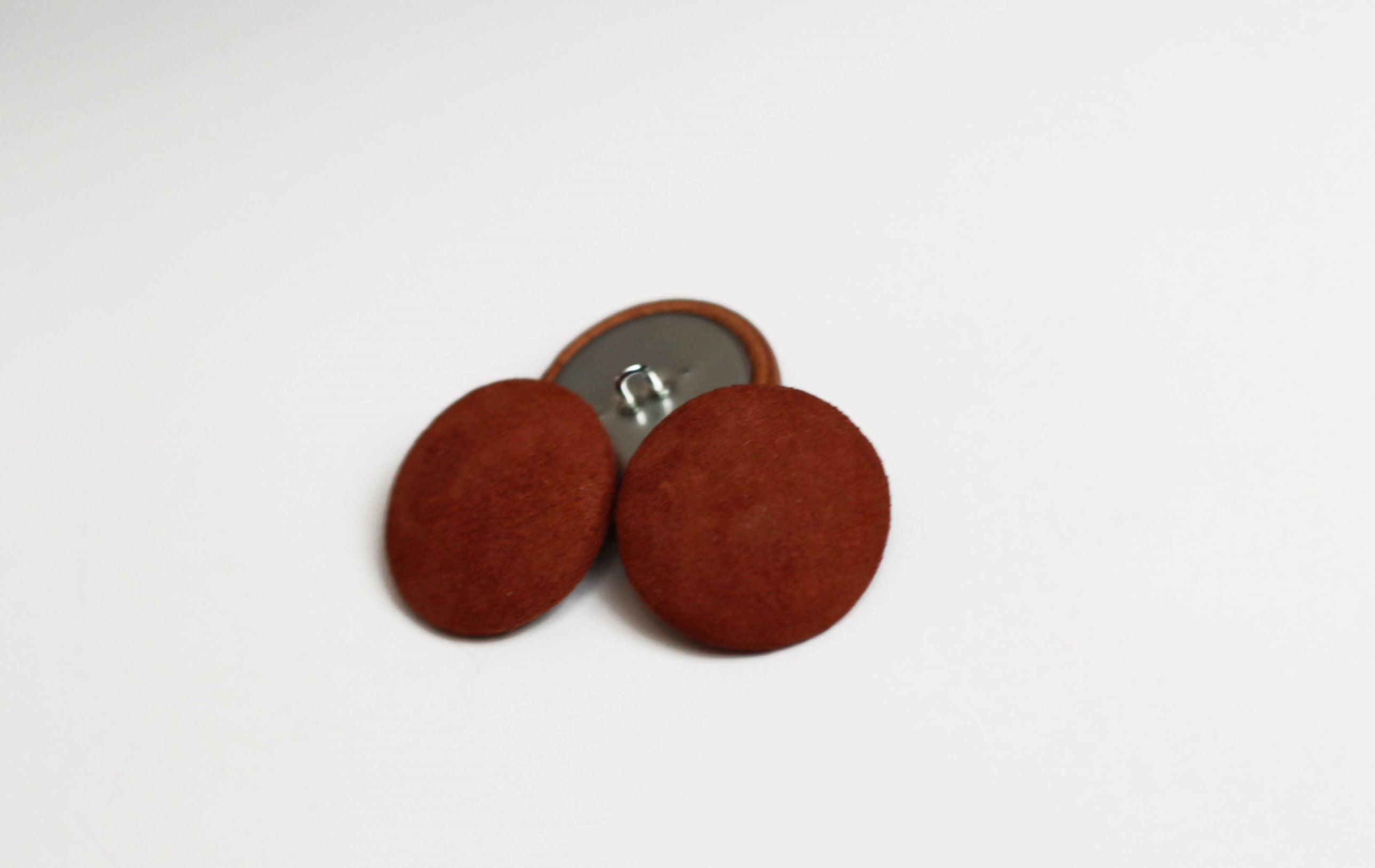 suede cognac leather buttons
