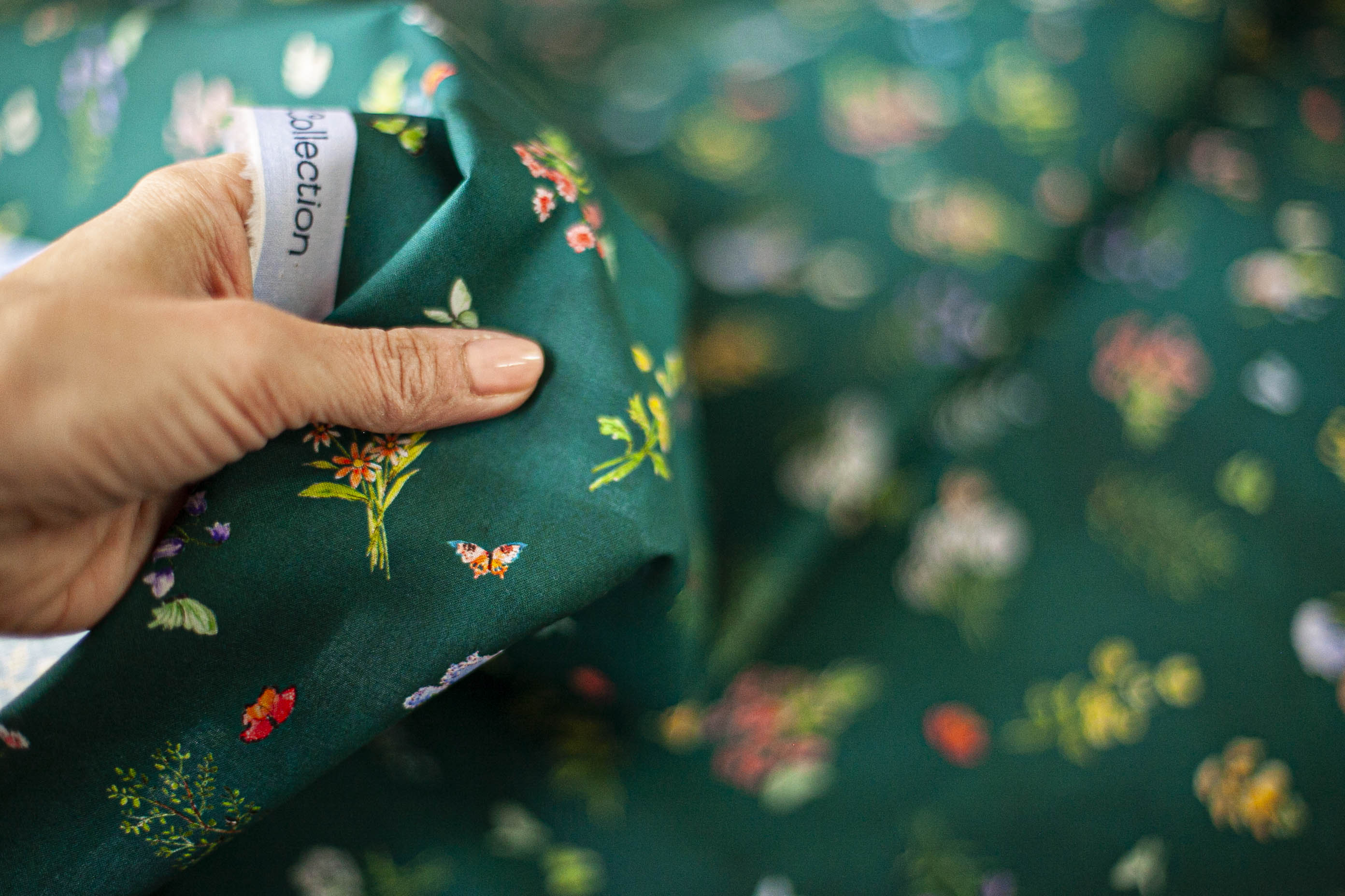 teal floral fabric