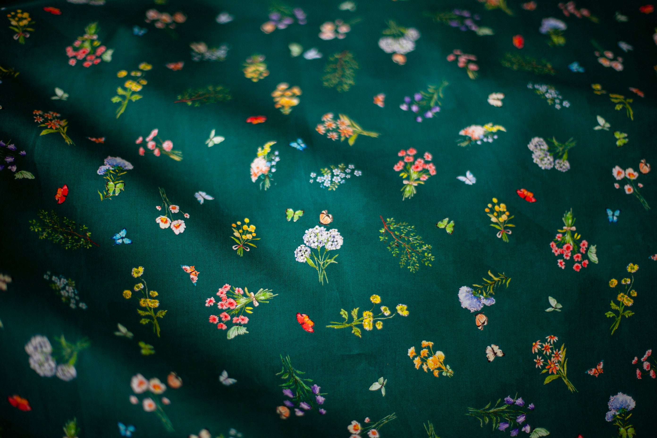 butterflies fabric with florals