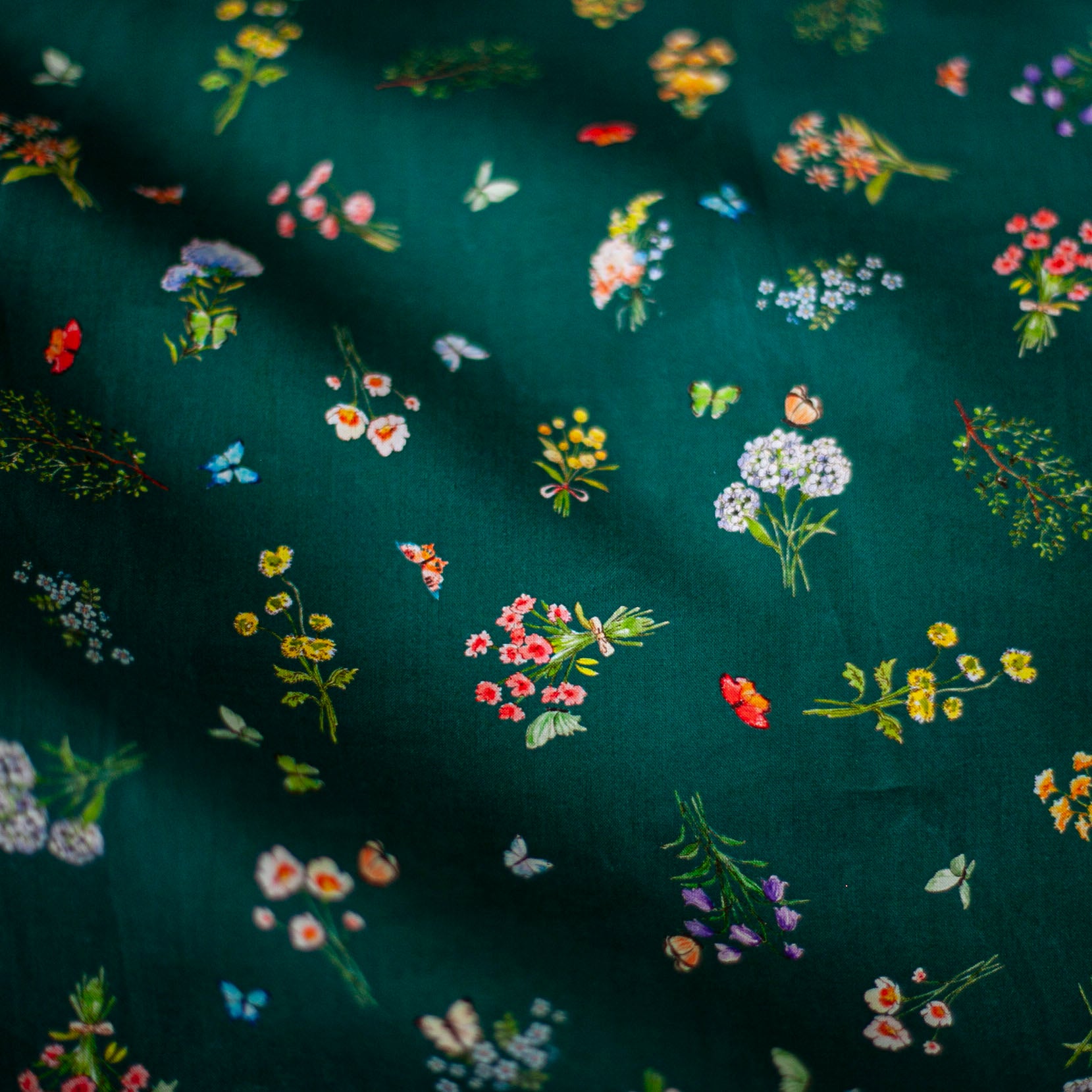 Teal butterfly fabric