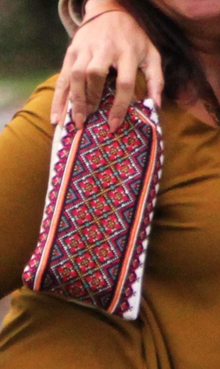 hand embroidered leather handbag